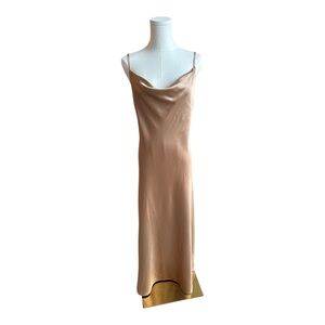 SFC11 Champagne maxi dress with cowl neckline and open back size small